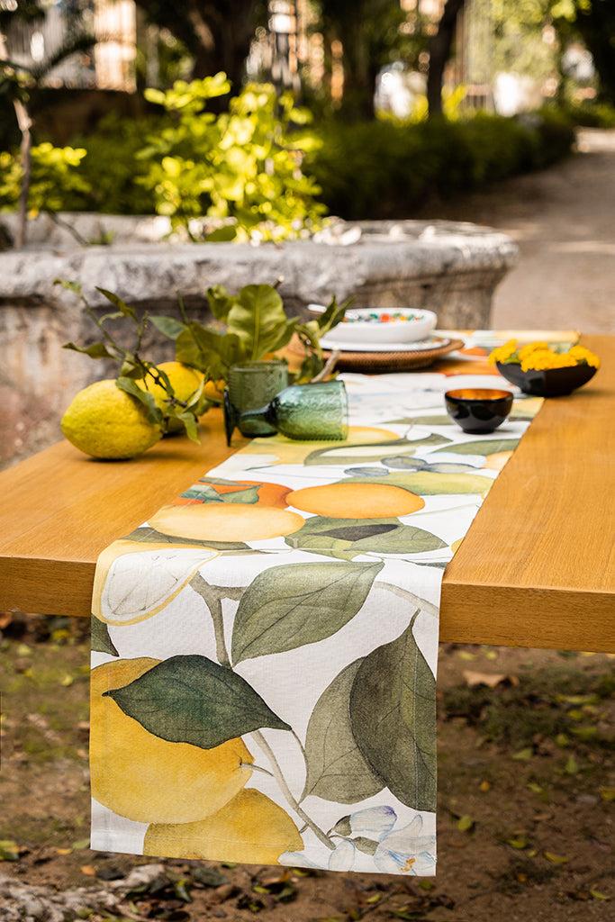 Chemin de table en pur lin Amalfi 100 % fabriqué en Italie