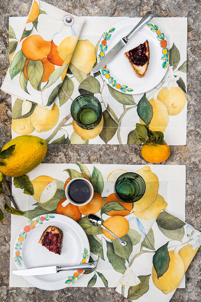 Ensemble de 4 sets de table Amalfi 100 % lin, fabriqué en Italie