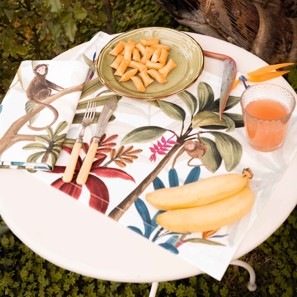 Set of 4 Placemats «Amazzonia» Cotton Satin 100% Made in Italy
