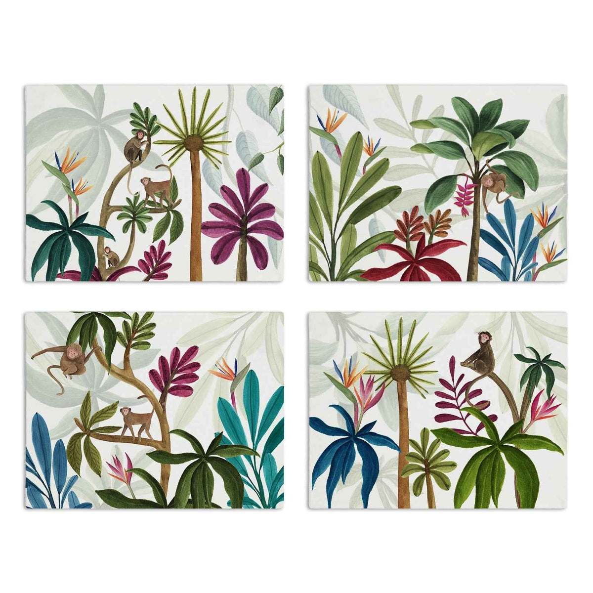 Set of 4 Placemats «Amazzonia» Cotton Satin 100% Made in Italy