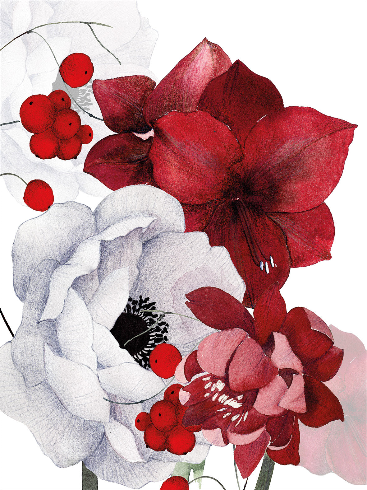 Kitchen Towels «Anemoni», Premium Quality Linen 100% Made in Italy