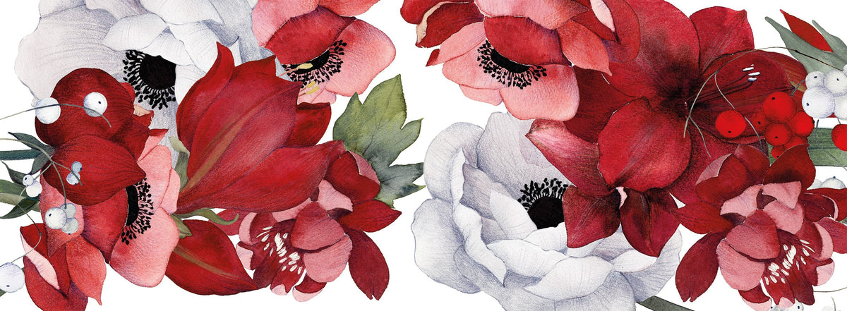 Anemoni table runner in premium linen with floral print by The Napking