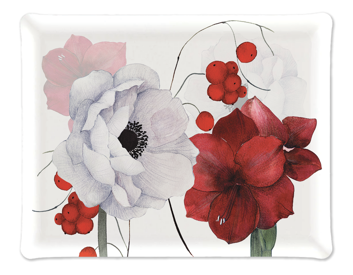 Anemoni acrylic tray with printed linen floral design by The Napking