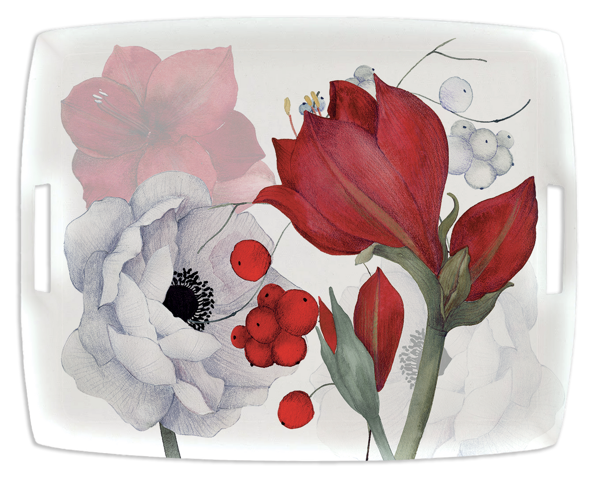 Anemoni acrylic tray with printed linen floral design by The Napking