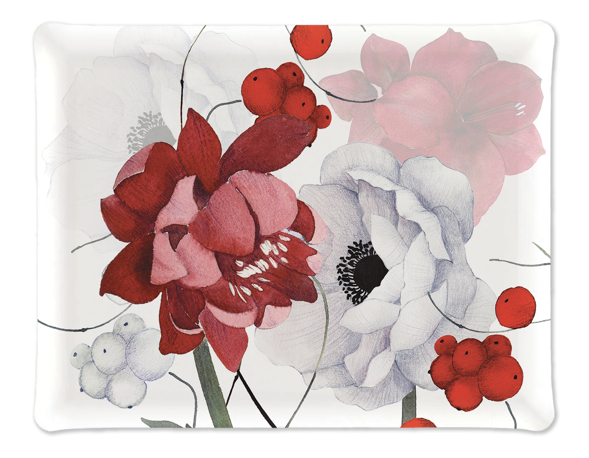 Anemoni acrylic tray with printed linen floral design by The Napking