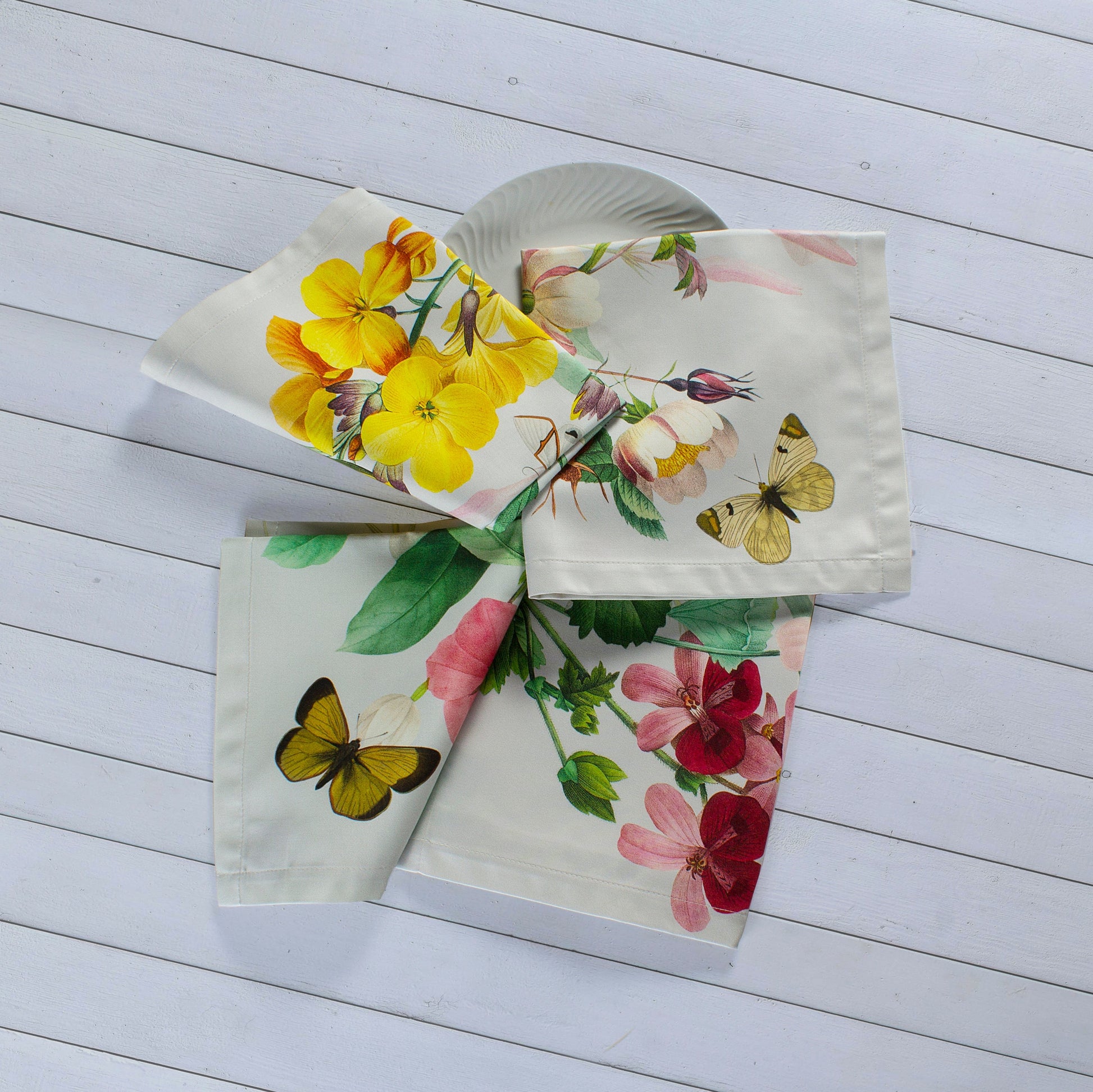 Set of 4 Napkins Satin Blooming 100% Made in Italy