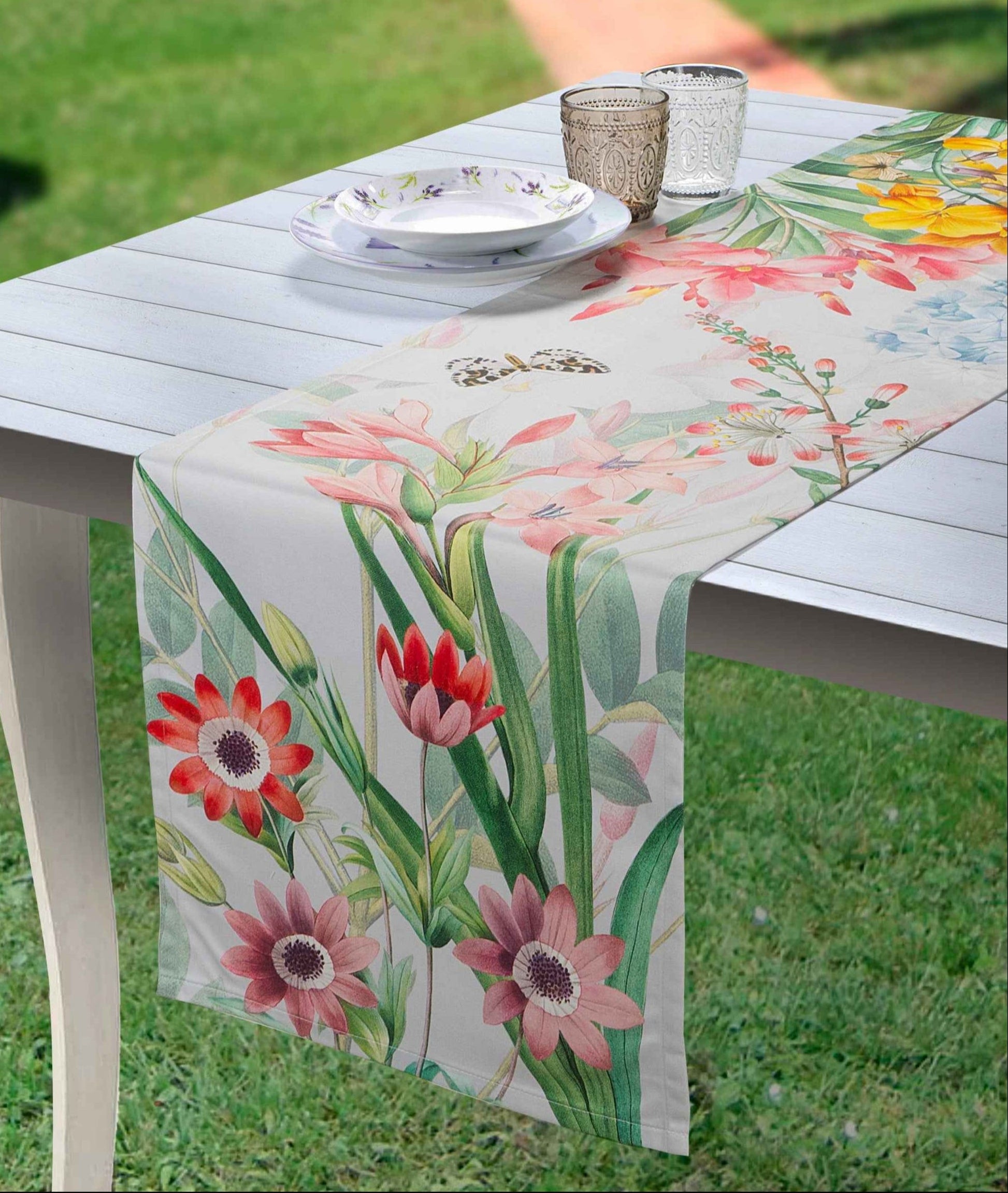 Cotton Satin Runner «Blooming» 100% Made in Italy