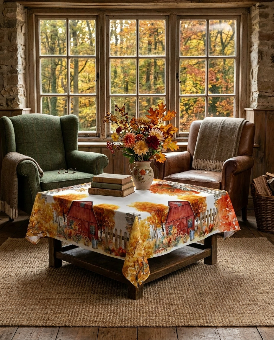 Betulla tablecloth pure linen 110x110 cm with birch-inspired woodland print image 9
