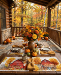 Betulla set of 4 placemats pure linen with birch-inspired woodland print main image