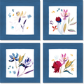 Lot de 4 serviettes en lin haut de gamme à motif floral, fabriquées à 100 % en Italie