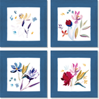 Lot de 4 serviettes en lin haut de gamme à motif floral, fabriquées à 100 % en Italie