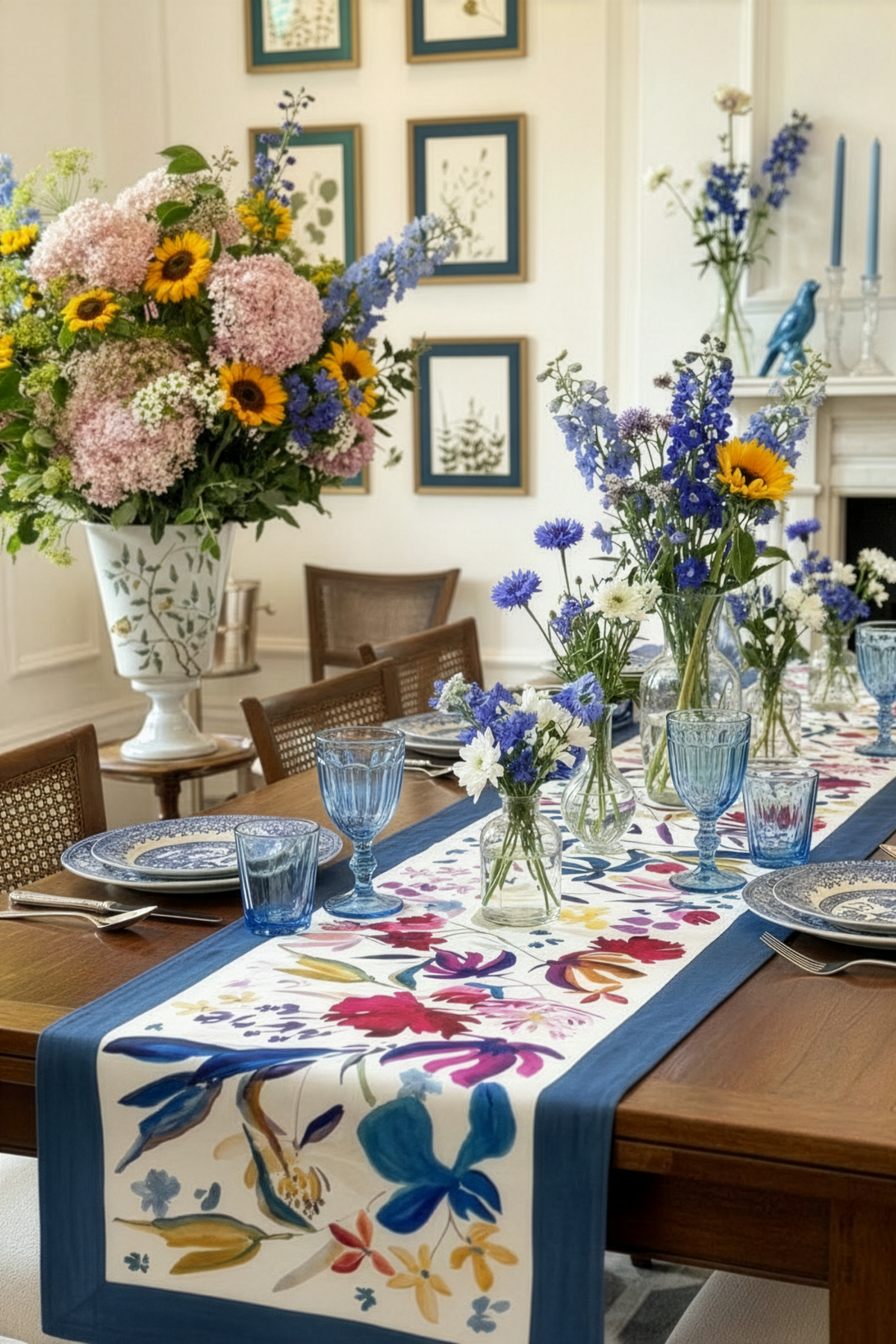 Runner in lino pregiato Bloom Art 100% Made in Italy