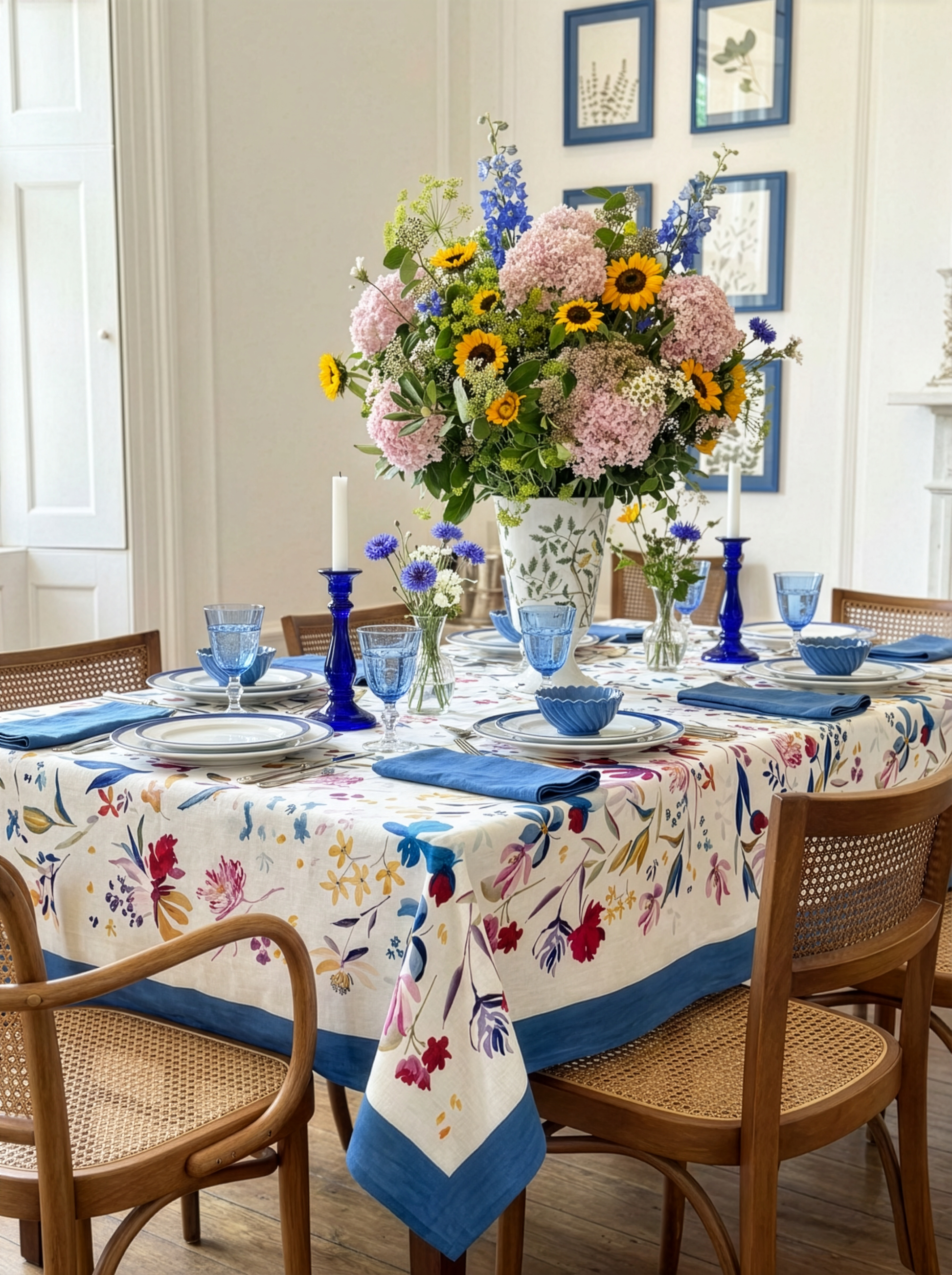 Premium Linen Tablecloth Bloom Art