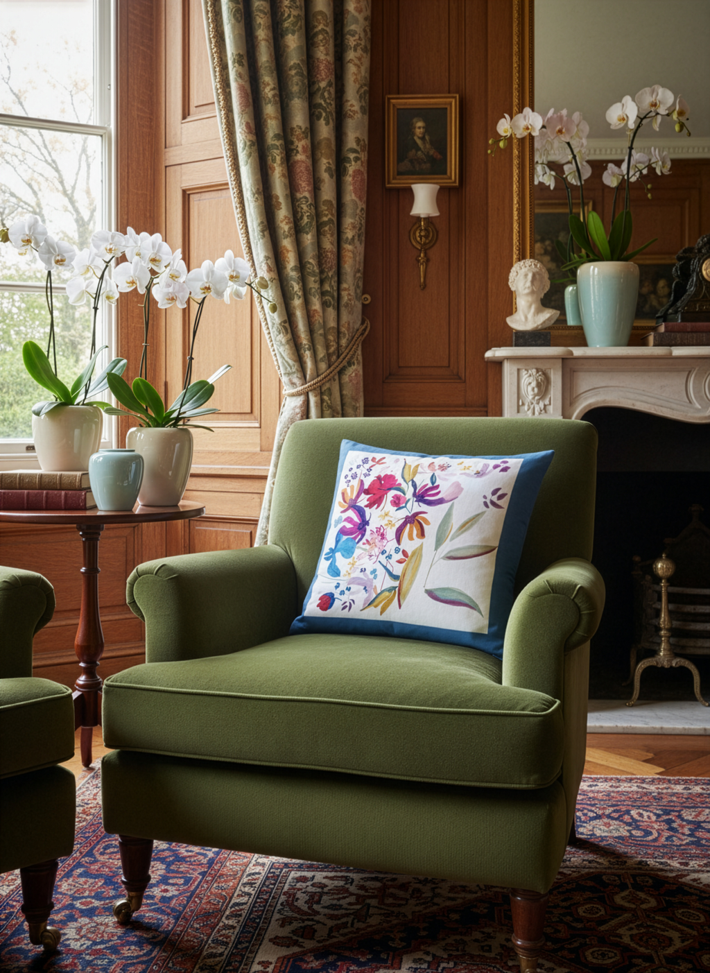 Linen Cushion Bloom Art, 100% Made in Italy