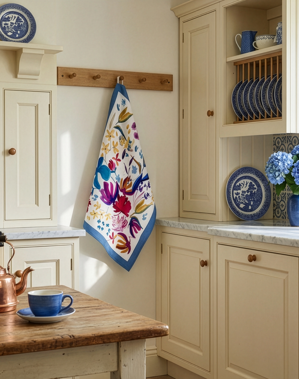 Kitchen Towels Bloom Art, Premium Quality Linen 100% Made in Italy