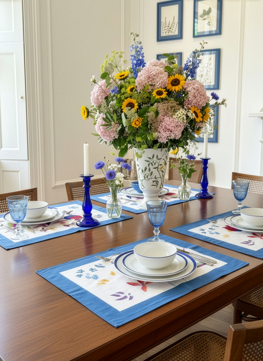 Set of 4 Placemats Bloom Art Premium quality Linen