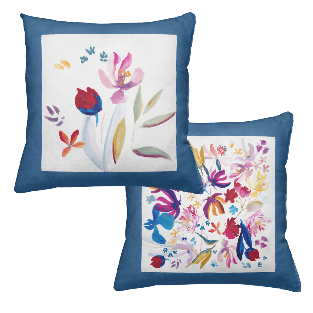 Linen Cushion Bloom Art, 100% Made in Italy