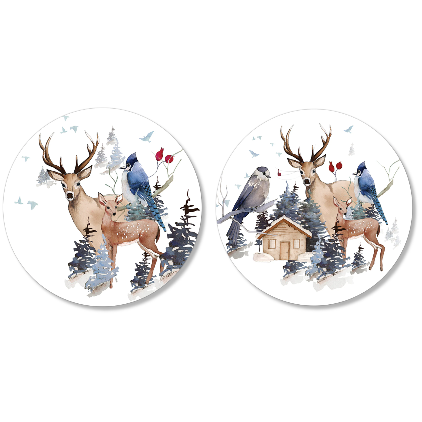 Buck Set of 2 Coasters Wood and Cork