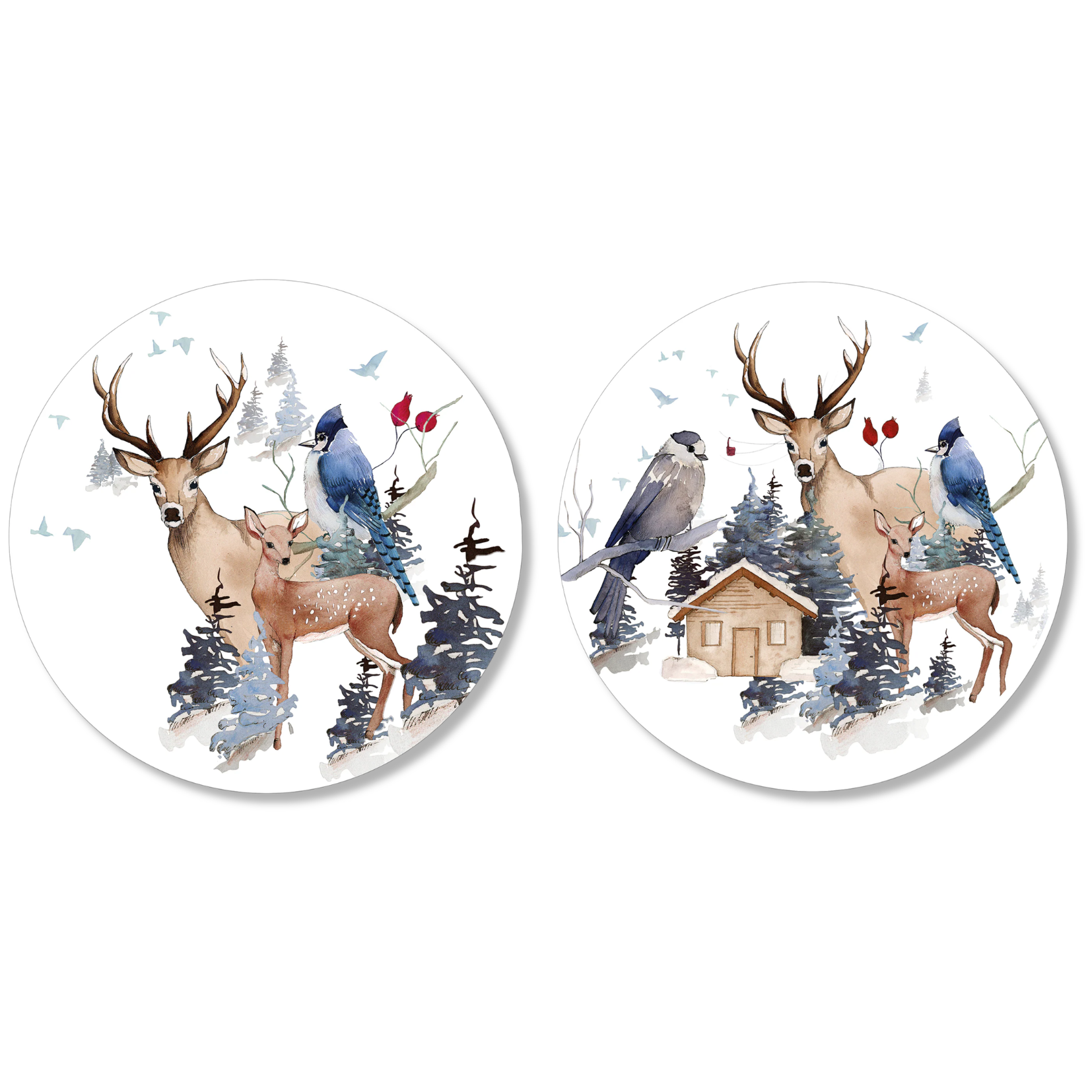 Buck Set of 2 Round Placemats Hardboard and Cork