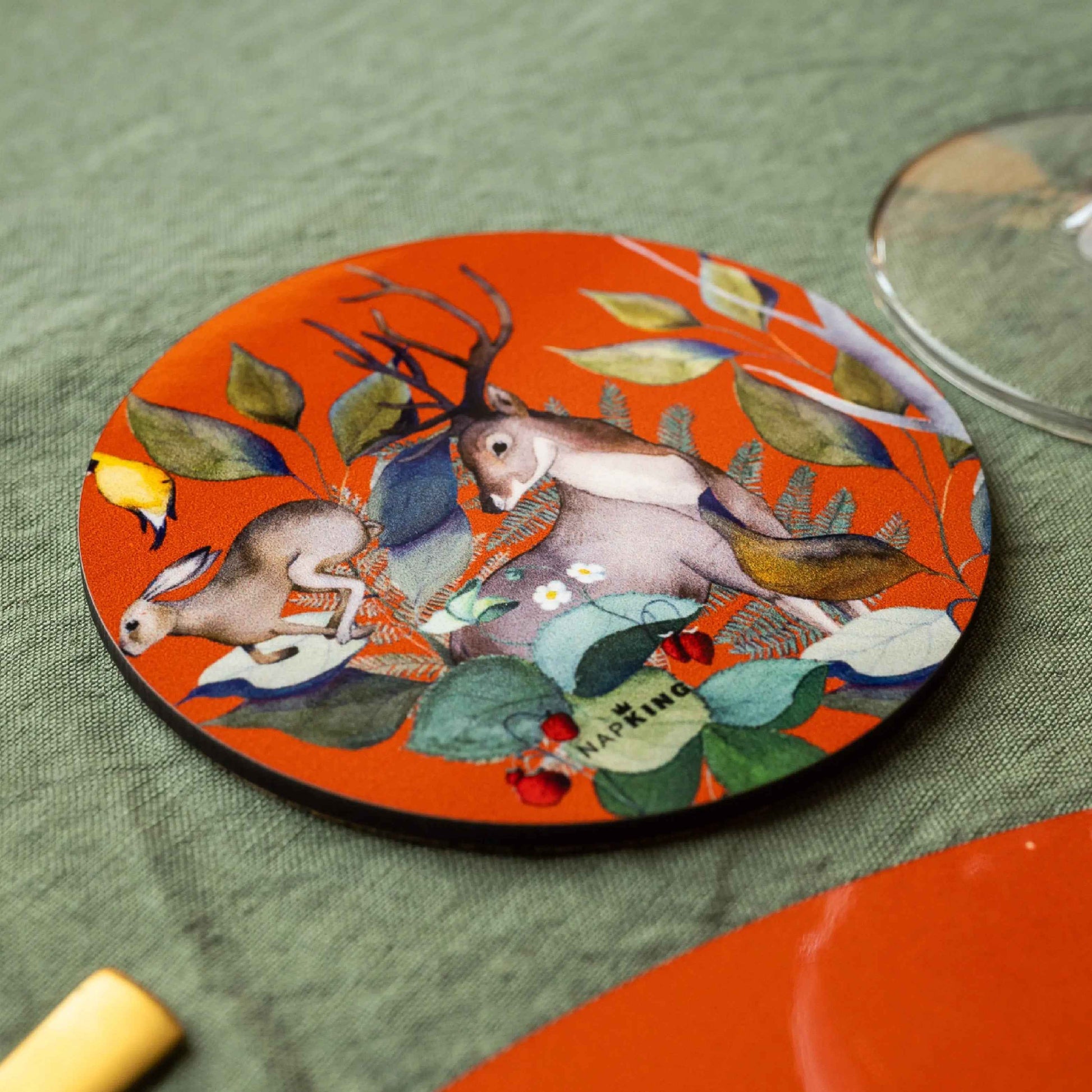 Set of 2 coasters «Caccia» wood and cork - 100% Made in Italy - The Napking