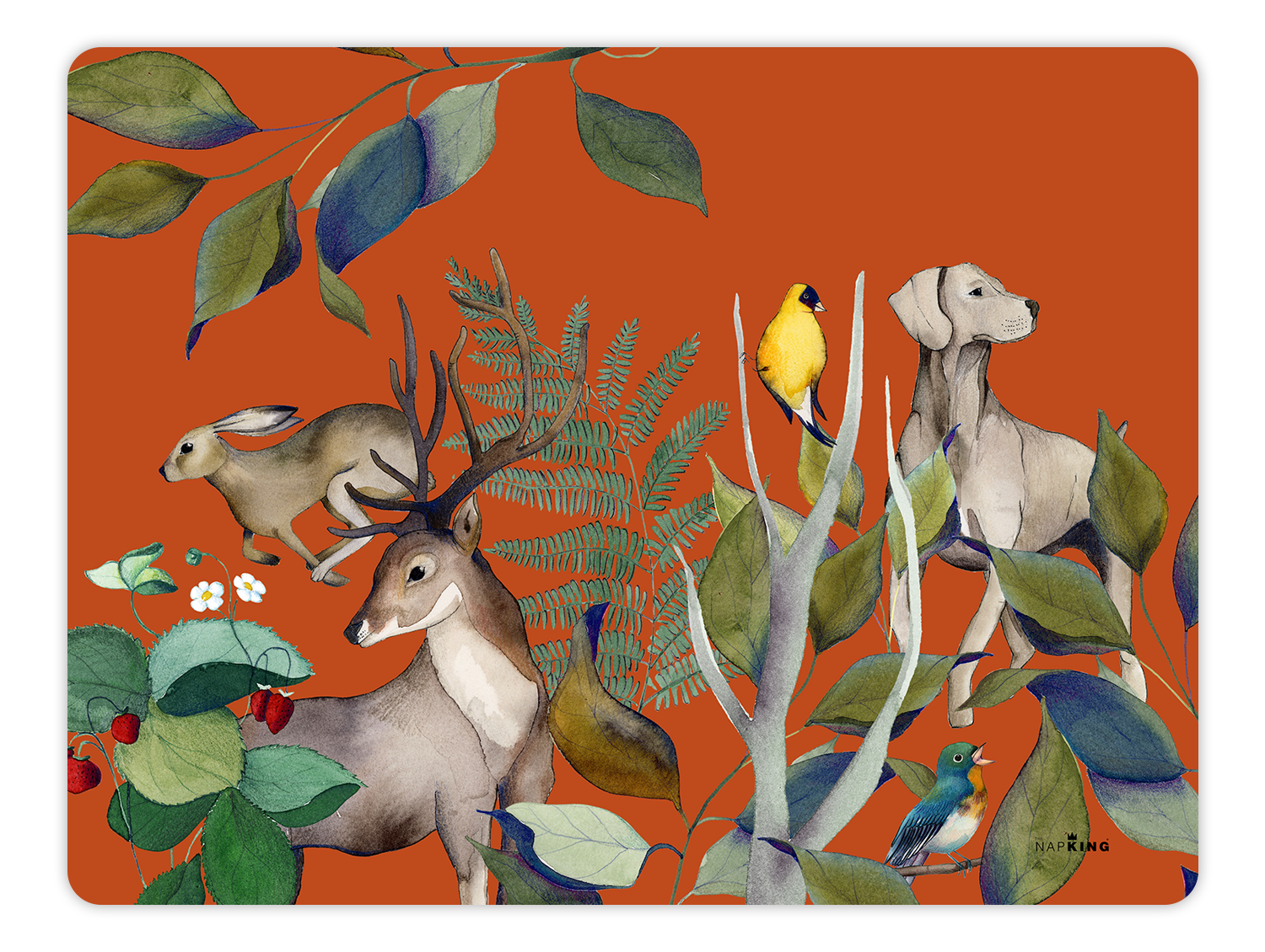 Set of 2 rectangular hardboard placemats «Caccia», 100% Made in Italy