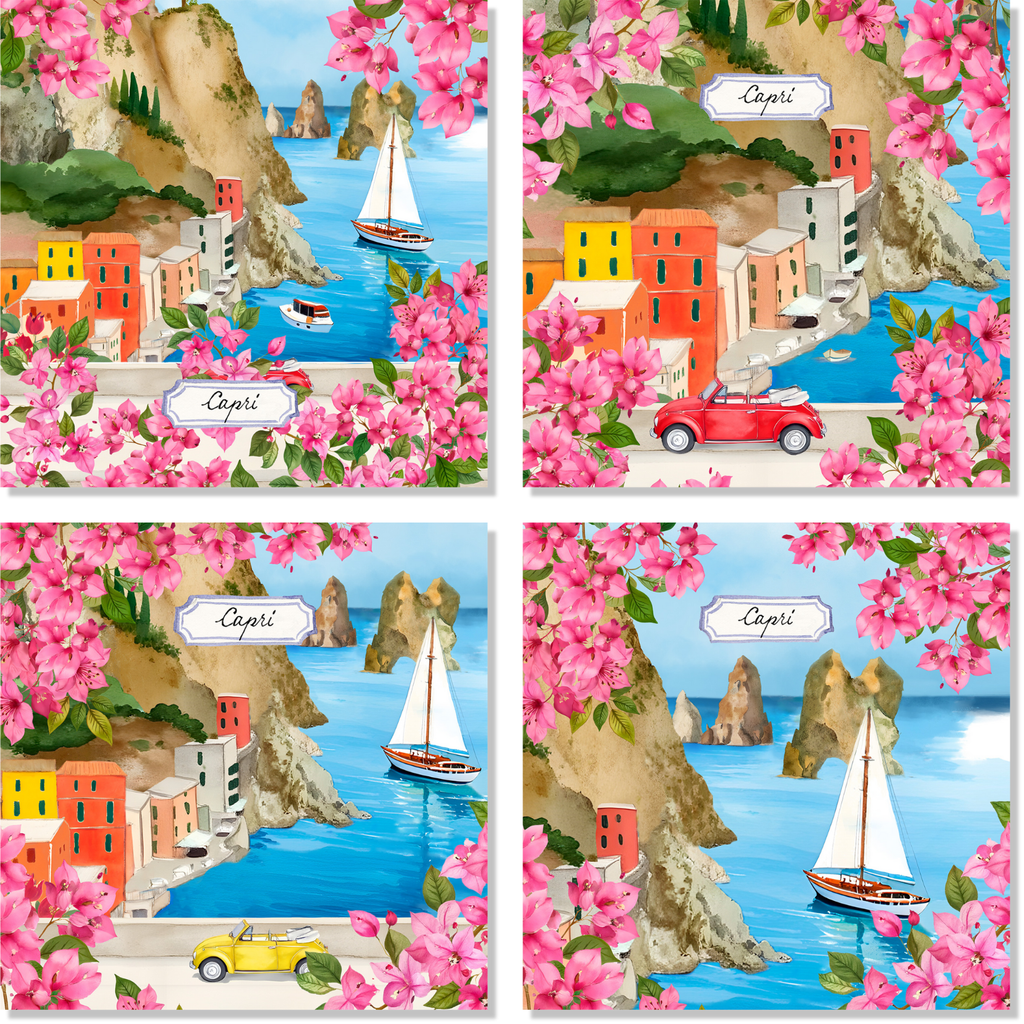 Set Of 4 Napkins Capri 100% Made in Italy