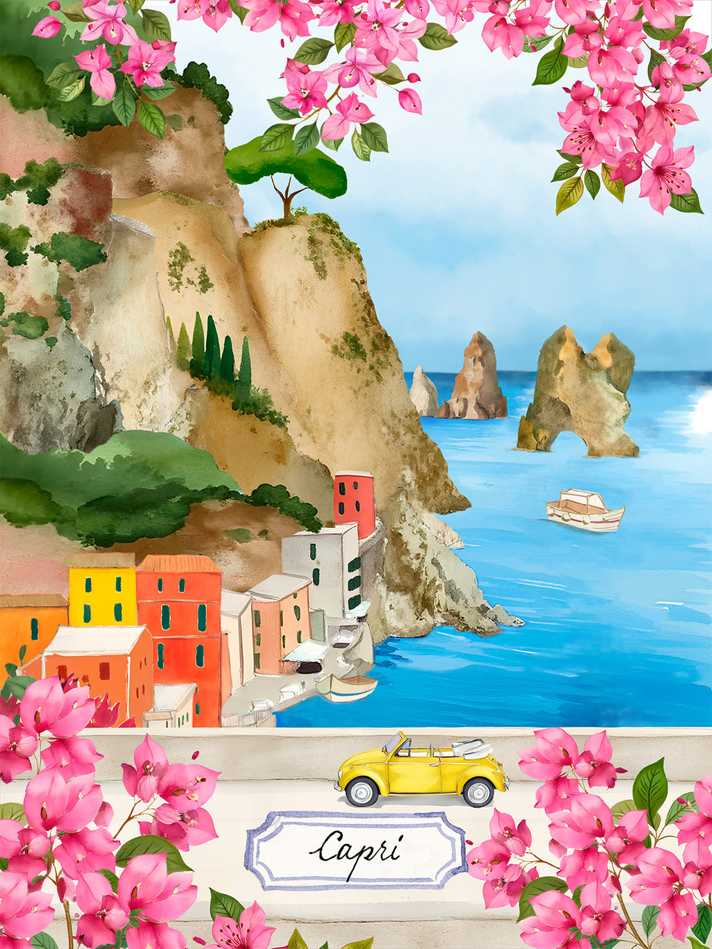 Kitchen Towels Capri, 100% Made in Italy