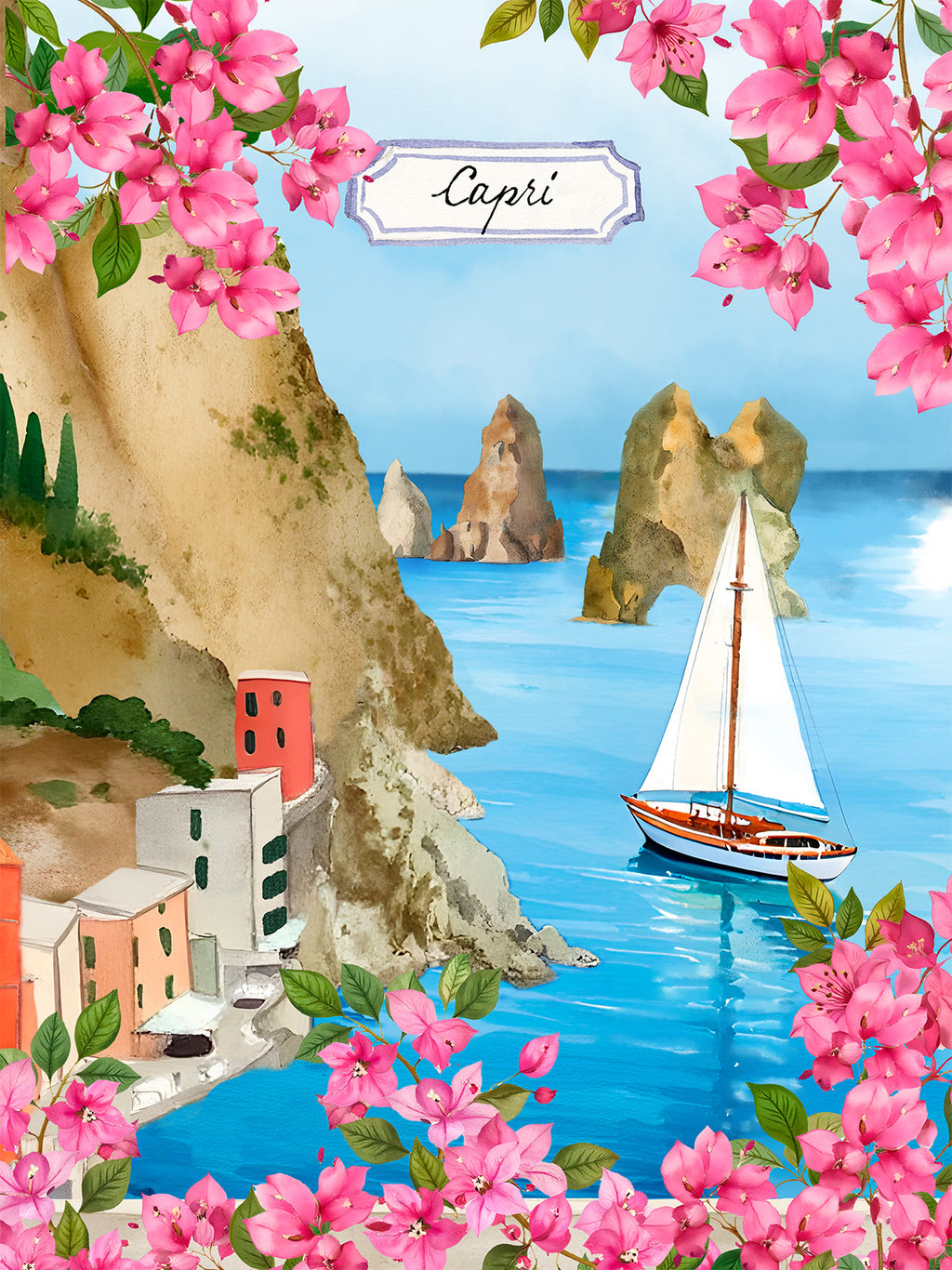 Kitchen Towels Capri, 100% Made in Italy