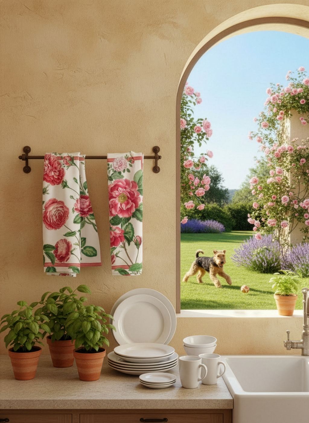 Kitchen Towels Cecile, Premium Quality Linen 100% Made in Italy