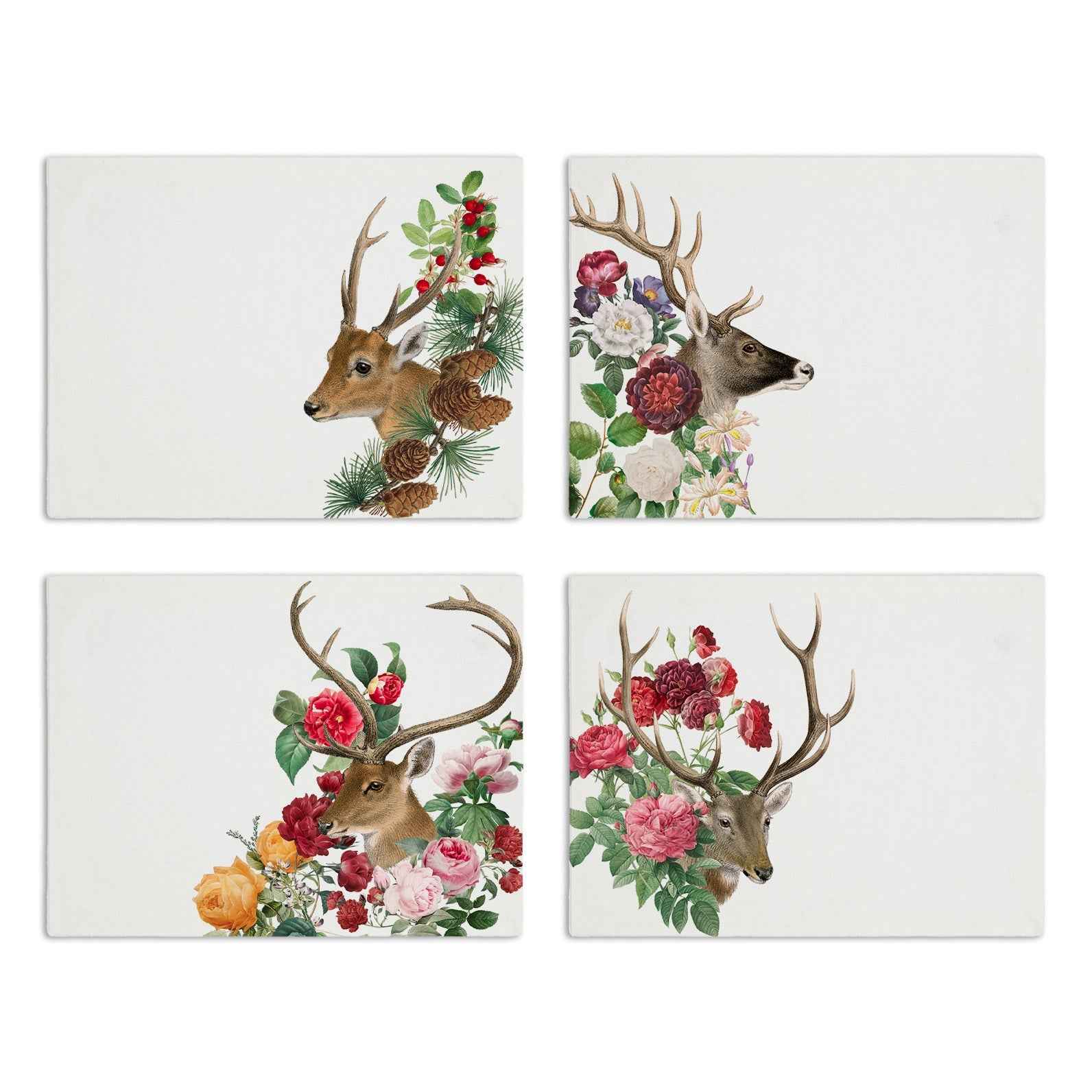 Set of 4 Placemats Cervi Cotton Satin 100% Made in Italy