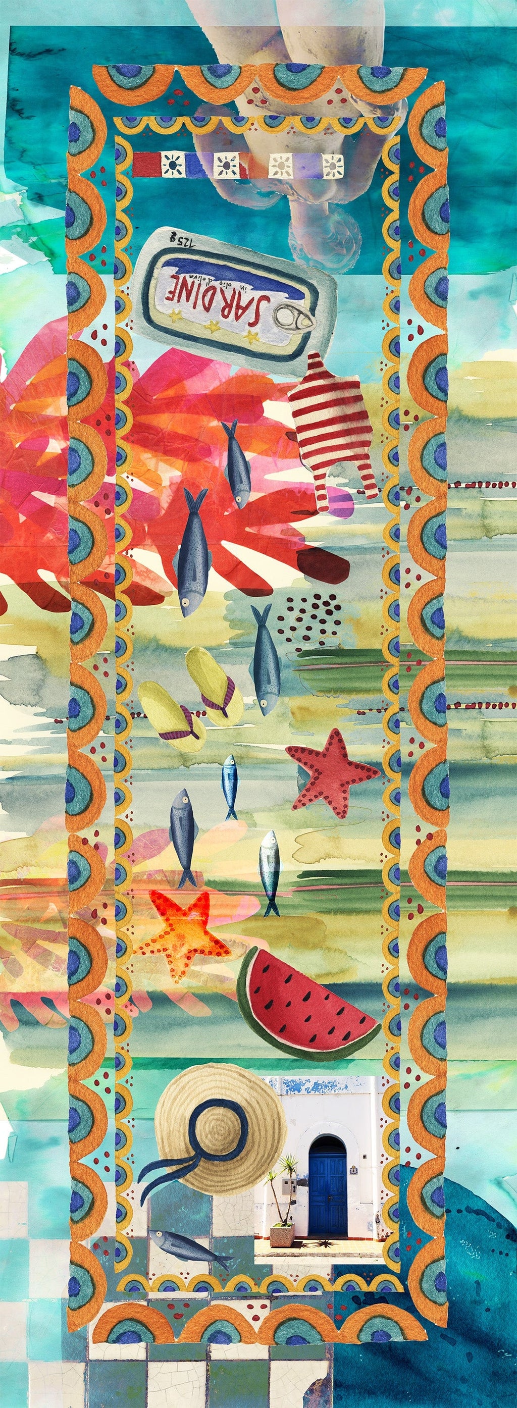 Cotton Satin Runner «Collage» 100% Made in Italy - The Napking