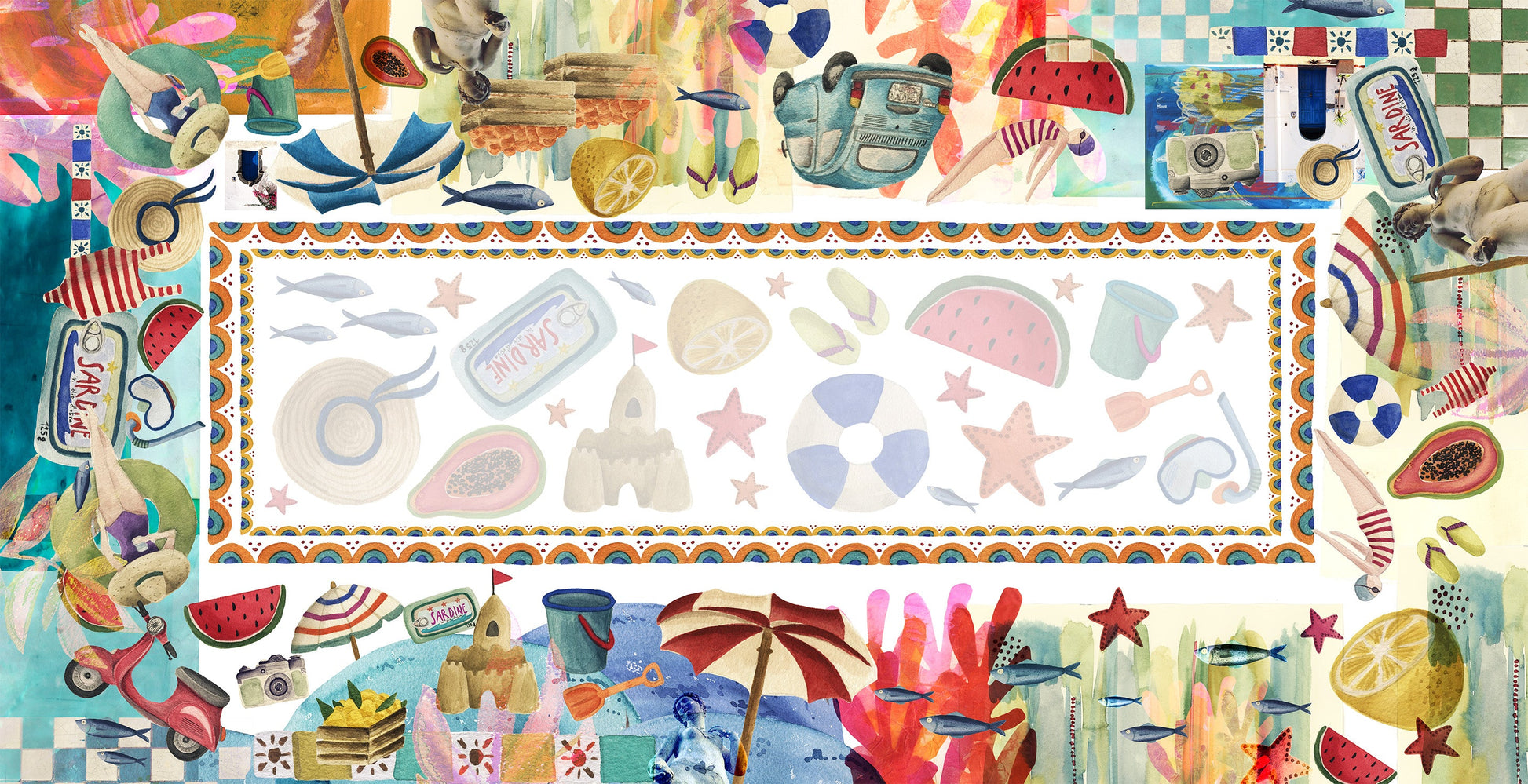 Satin Tablecloth «Collage» 100% Made in Italy