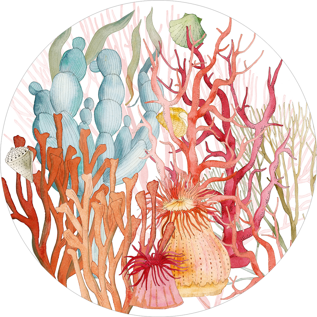 Set of 2 round hardboard placemats «Corals» 100% Made in Italy - The Napking