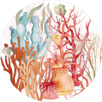 Set of 2 round hardboard placemats «Corals» 100% Made in Italy - The Napking