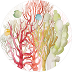 Set of 2 round hardboard placemats «Corals» 100% Made in Italy - The Napking