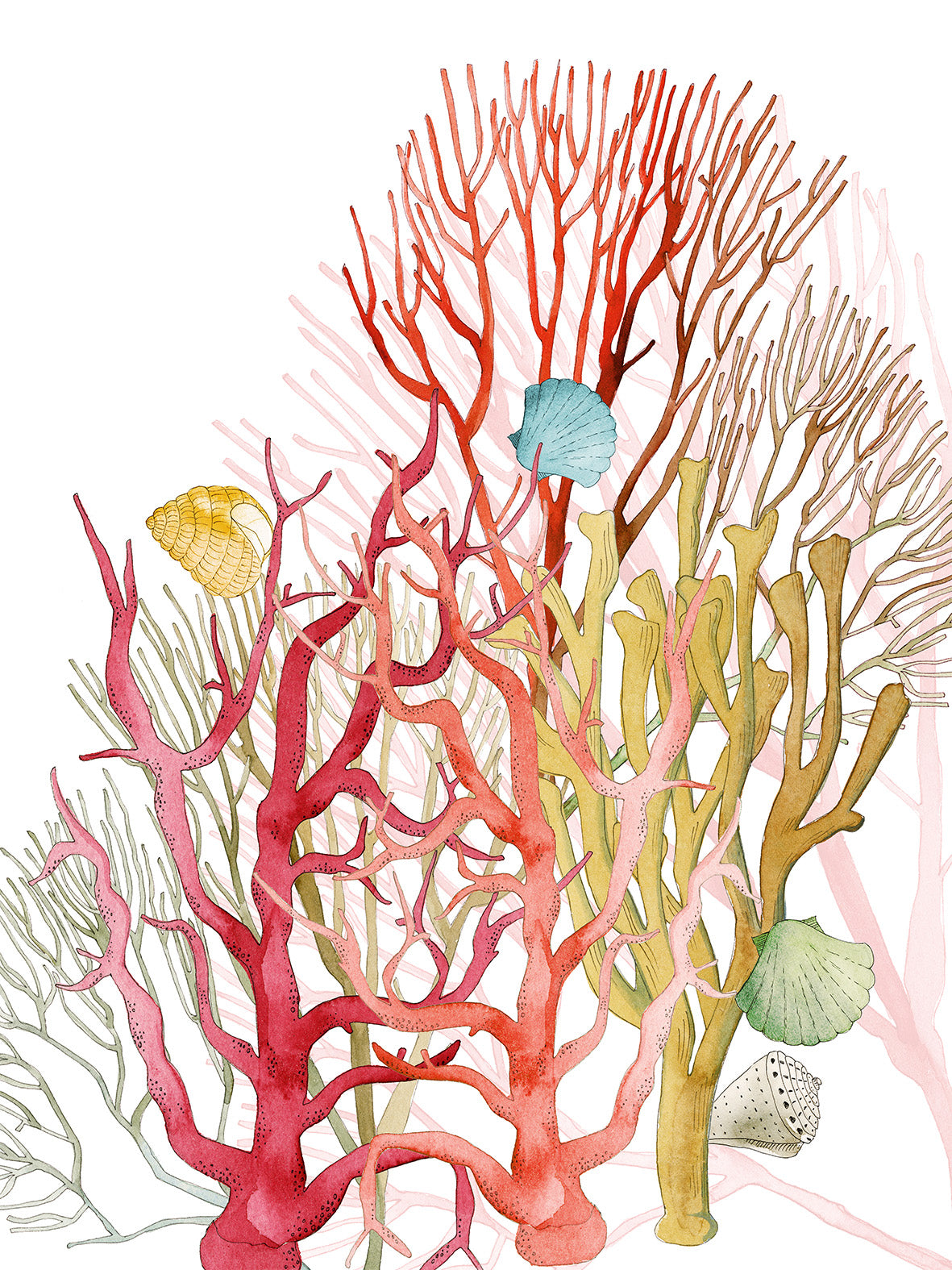 Kitchen Towels «Corals», Premium Quality Linen 100% Made in Italy - The Napking