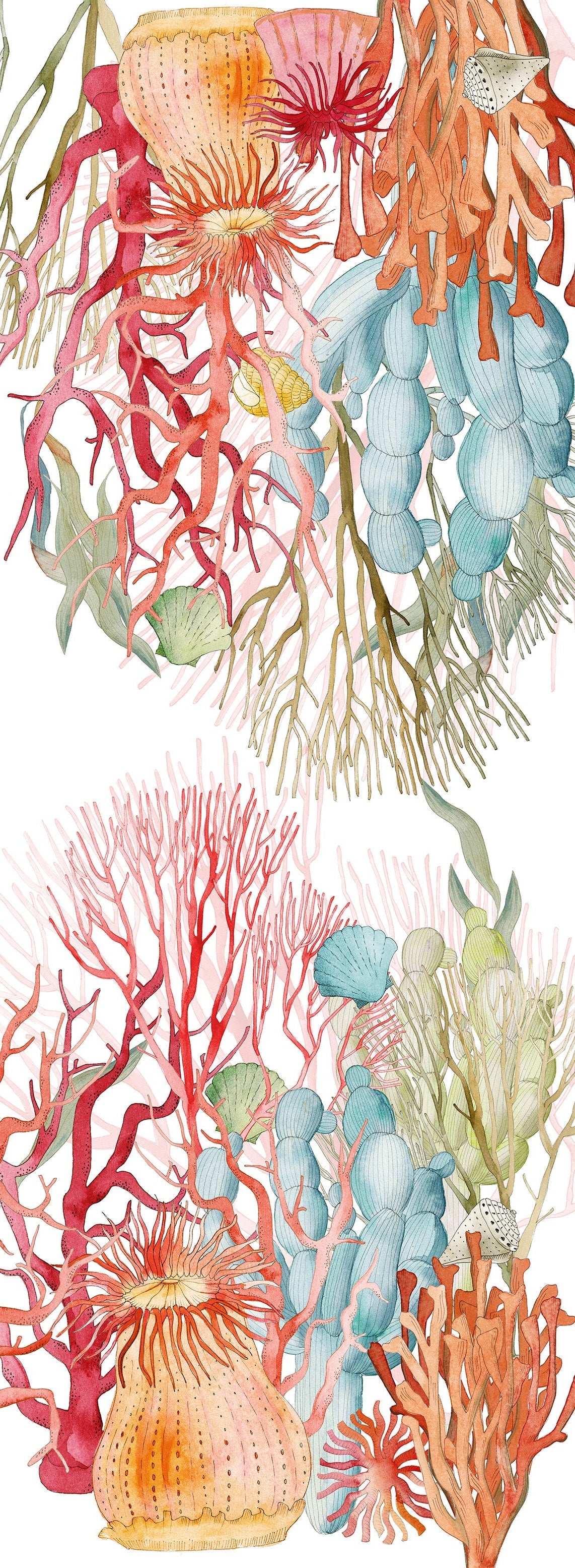 Premium Linen Runner «Corals» 100% Made in Italy - The Napking