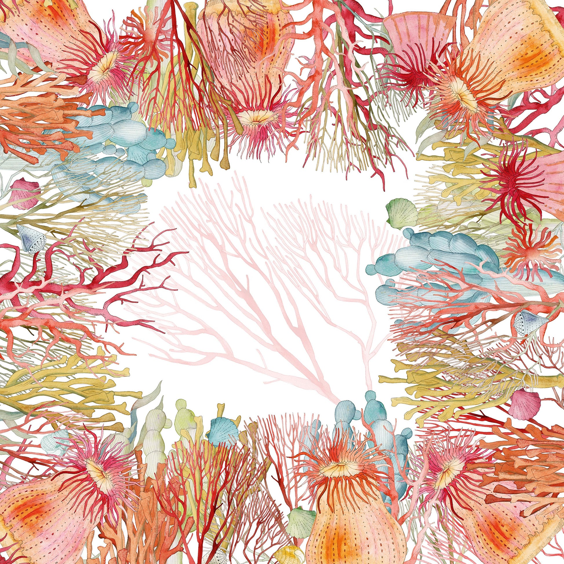 Premium Linen Tablecloth «Corals» 100% Made in Italy