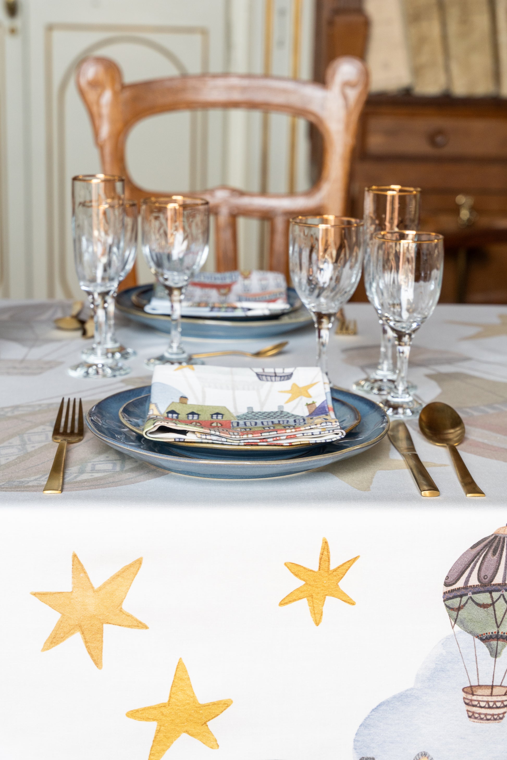 Satin Tablecloth Mongolfiere 100% Made in Italy