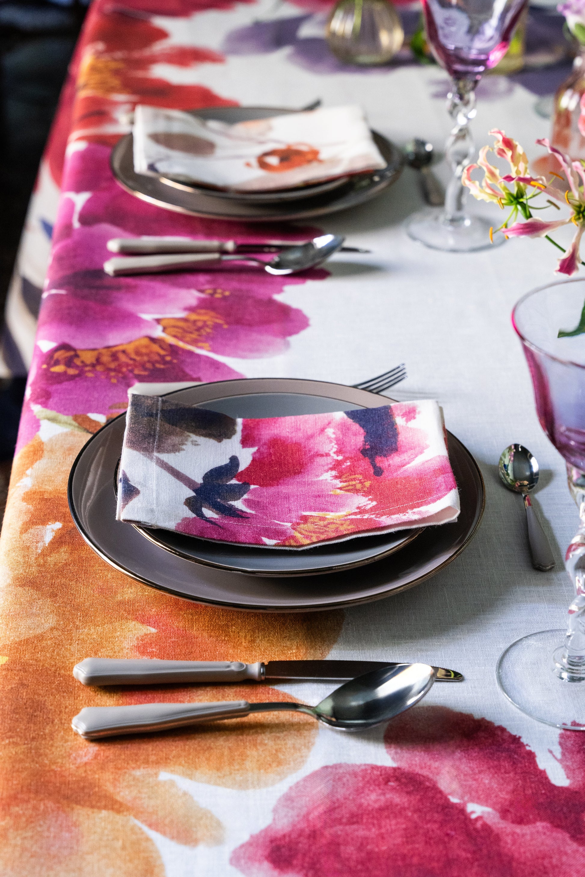 Set Of 4 Napkins Hanami 100% Made in Italy The Napking