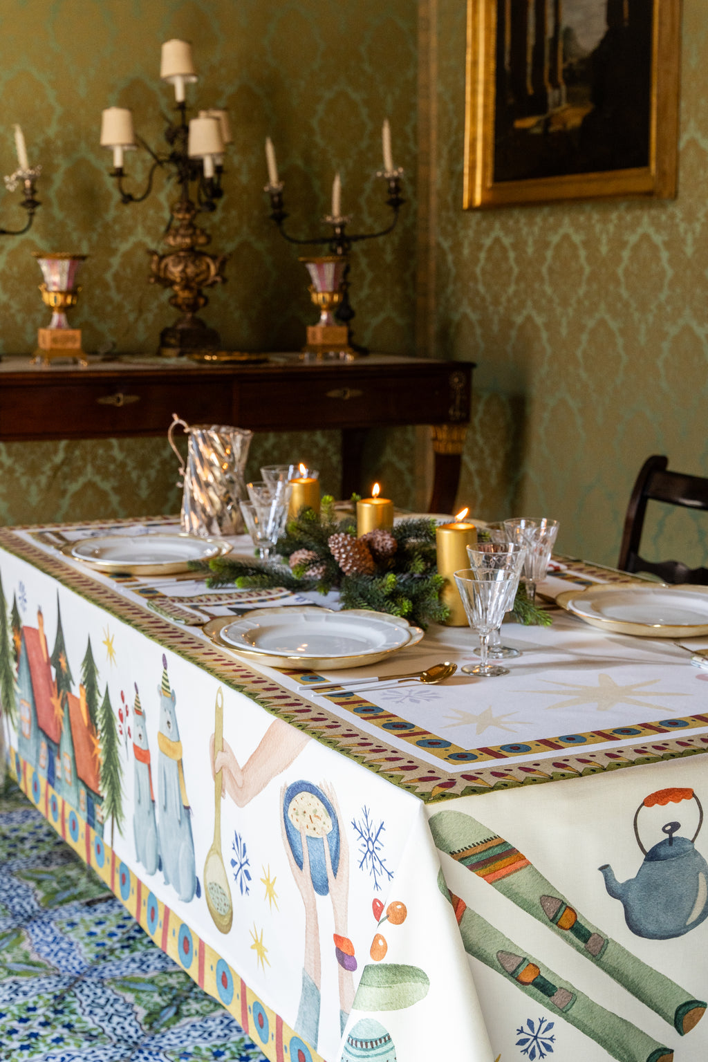 Tovaglia Raso Winter Party 100% Made in Italy