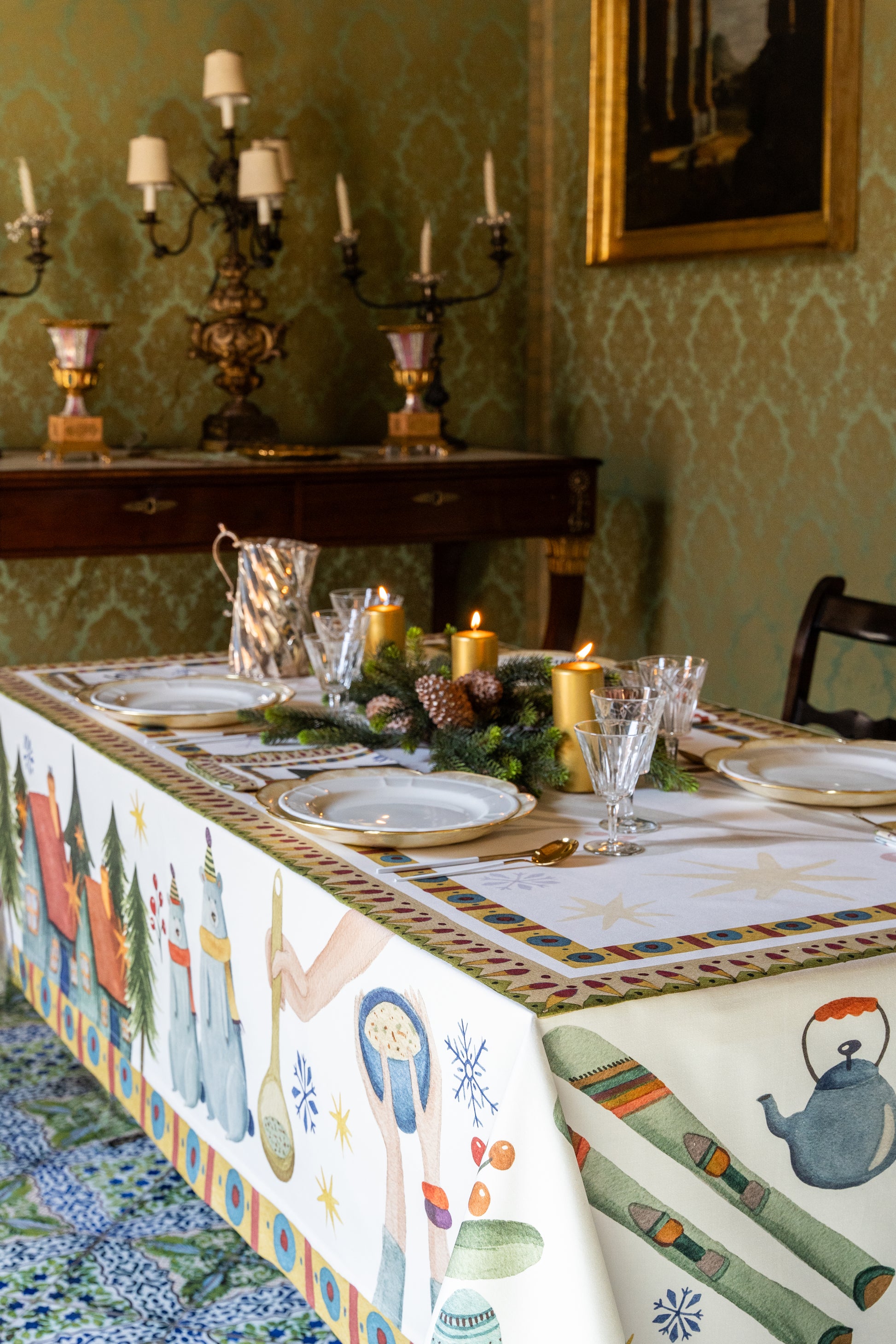 Tovaglia Raso Winter Party 100% Made in Italy