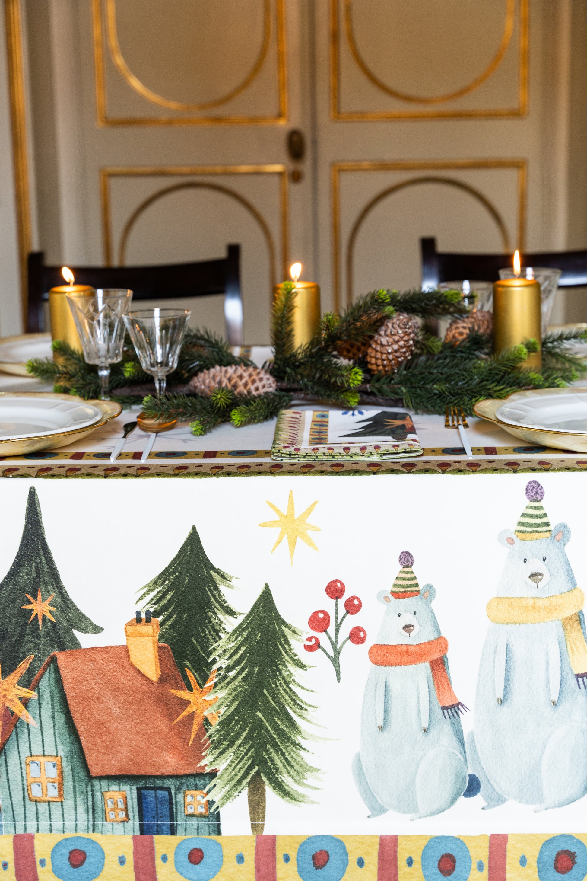 Tovaglia Raso Winter Party 100% Made in Italy