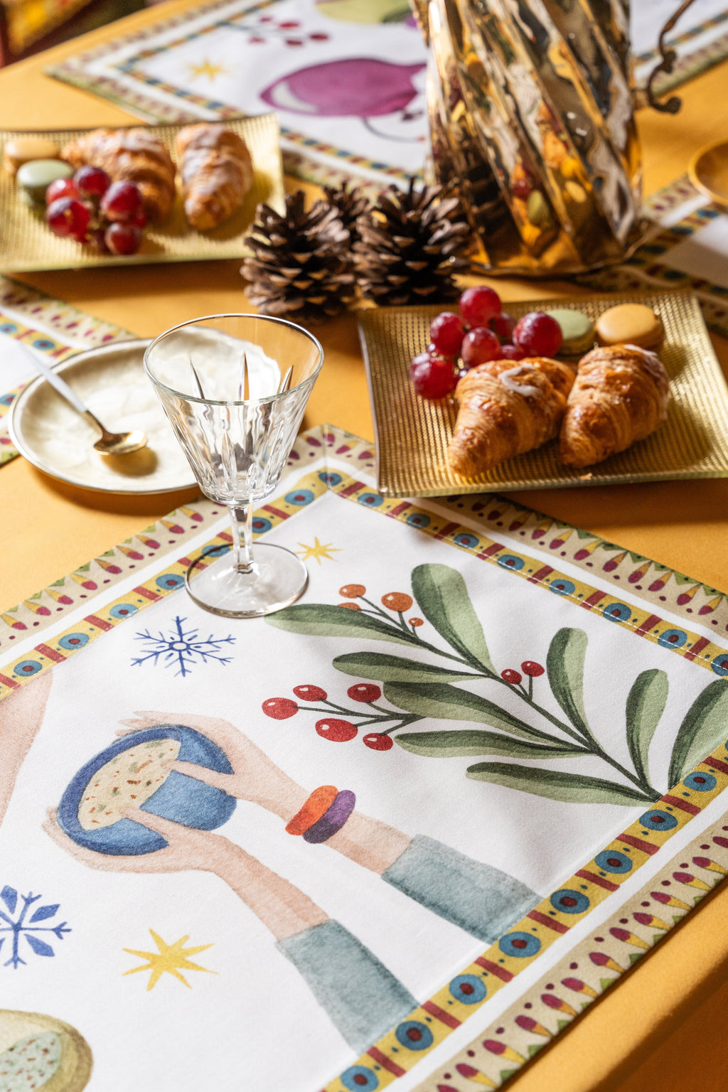 Set of 4 Placemats Winter Party 100% Made in Italy The Napking