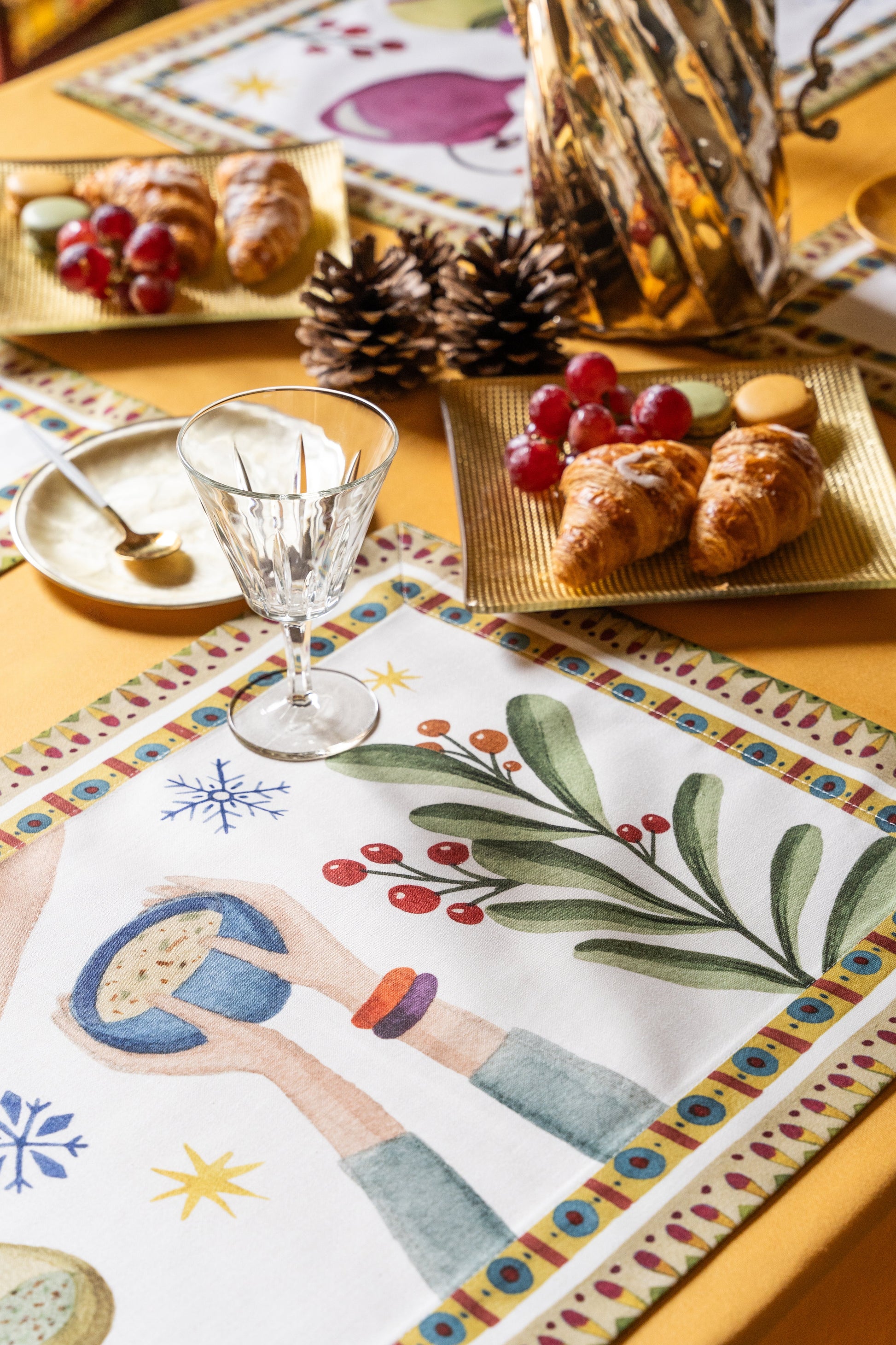 Set of 4 Placemats Winter Party 100% Made in Italy The Napking