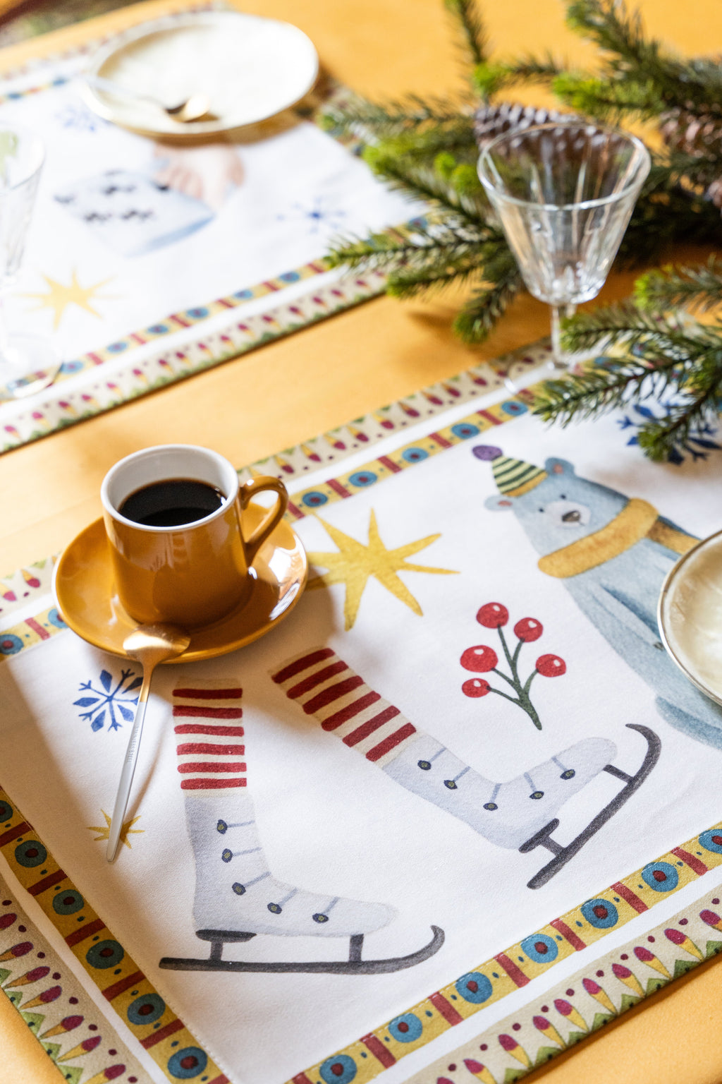 Set of 4 Placemats Winter Party 100% Made in Italy The Napking