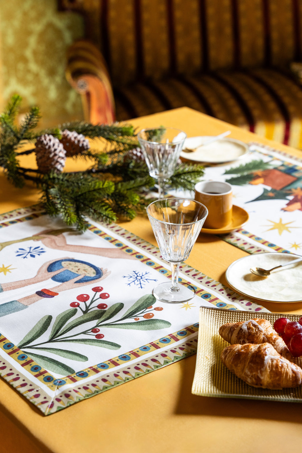 Set of 4 Placemats Winter Party 100% Made in Italy The Napking