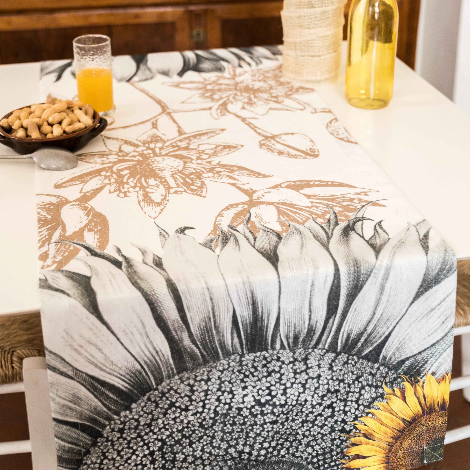 Runner in lino Helianthus 100% Made in Italy