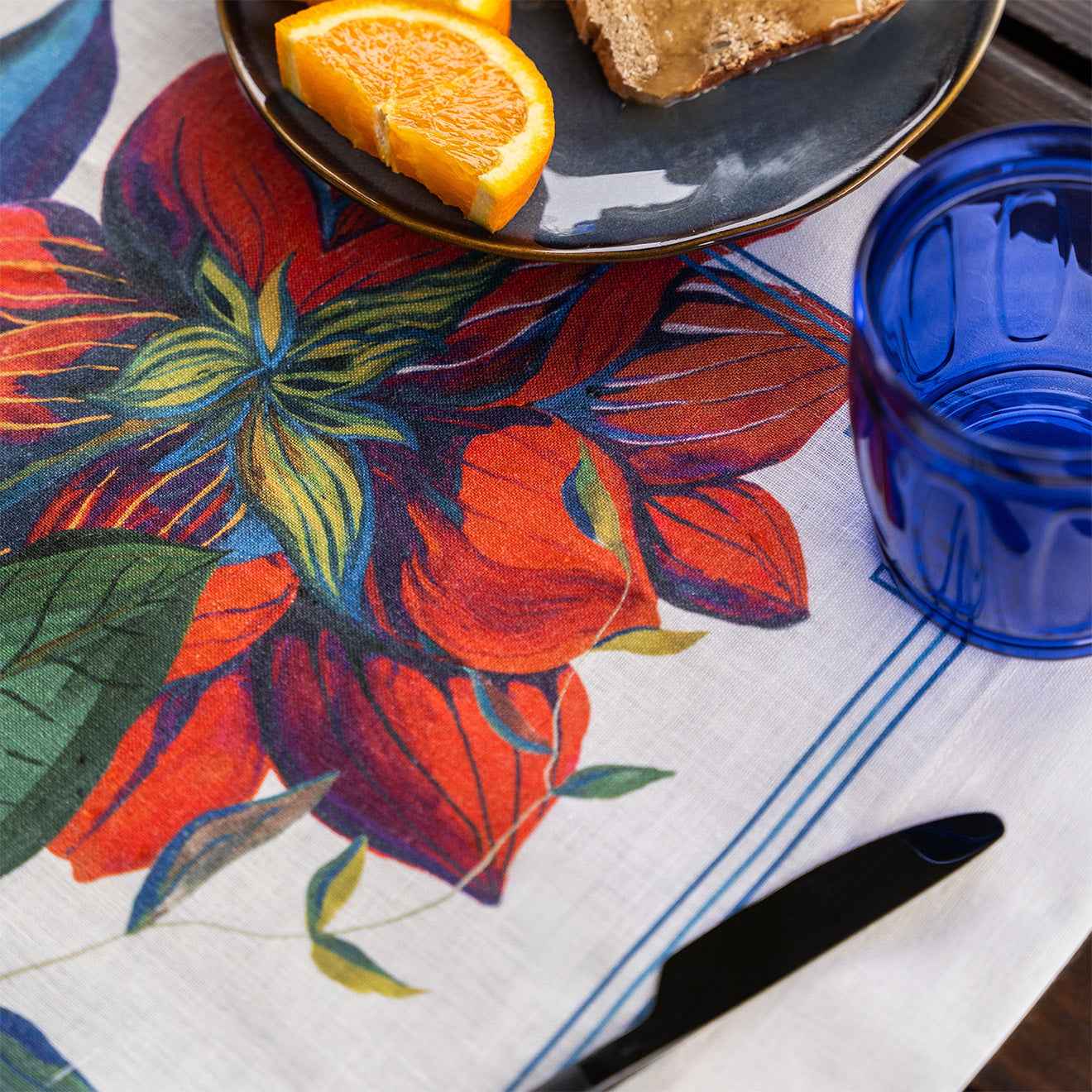 Set of 4 Placemats «Dahlia» Linen 100% Made in Italy - The Napking