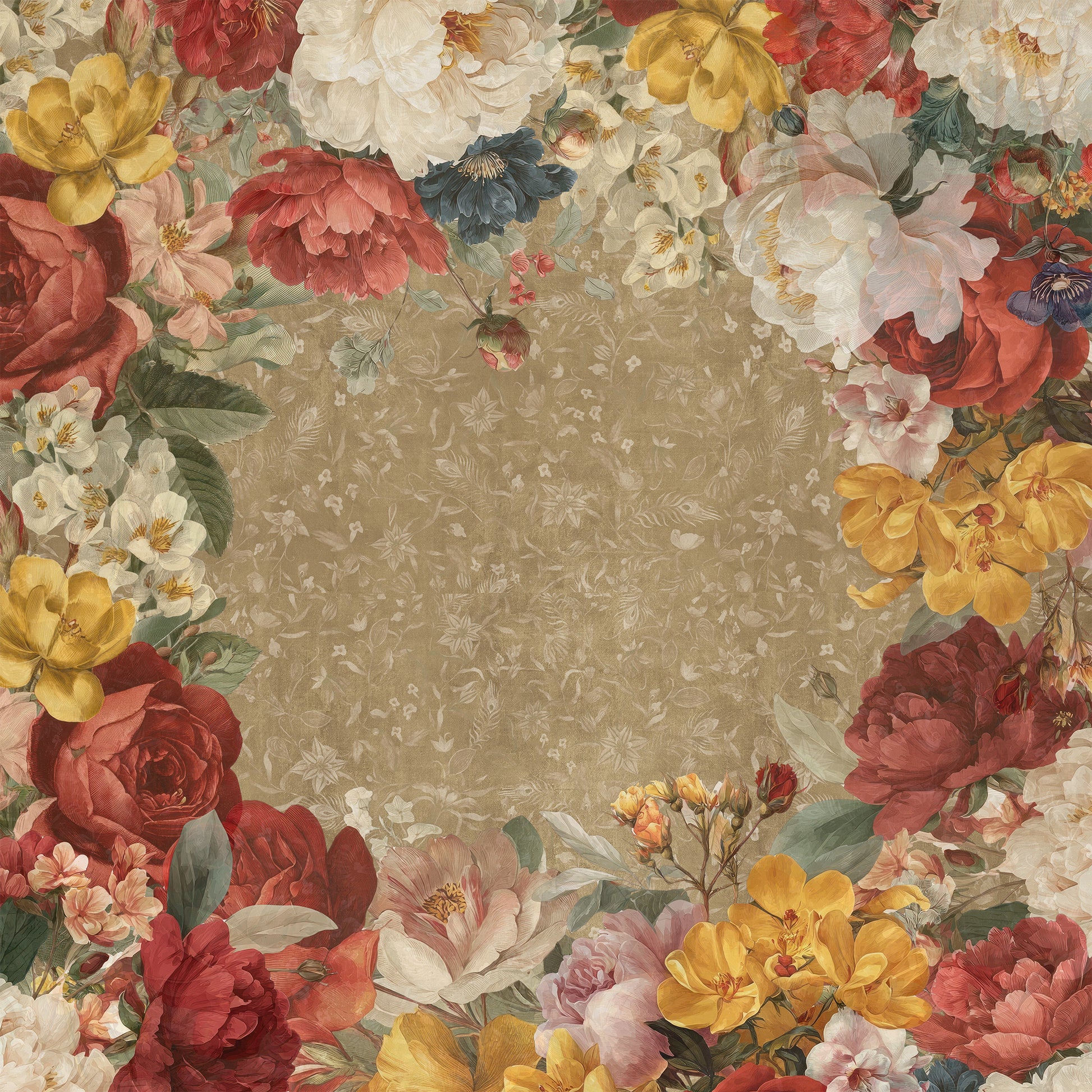 De Ronsard premium linen square tablecloth 110 x 110 cm with rose-inspired print